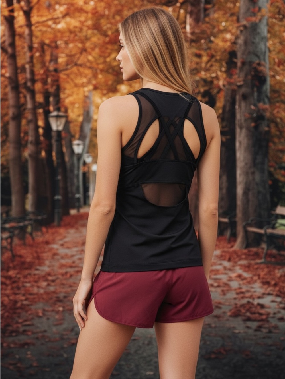 Lululemon Home Stretch Tank in Black Mesh PTP 15.5 Inches